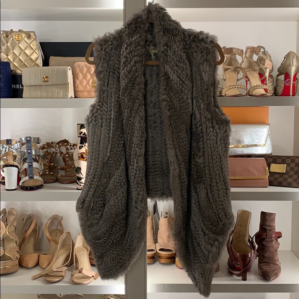 June 100% real rabbit fur vest